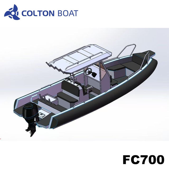 700cm Aluminum Boat And Rib Fishing Center Console Boats with D Shaped Tube